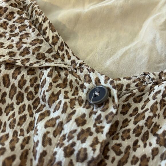 Anthropologie Cheetah Print Dress Button Front Midi Dress Size 4 No Tie Waist - Picture 9 of 11